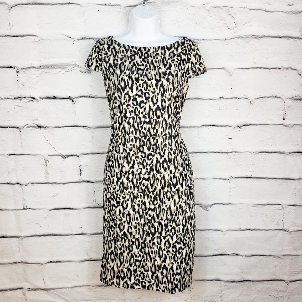 ALYX Shift Dress Leopard Print Cap Sleeve Sz 10